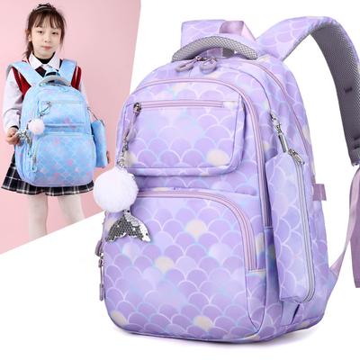 Three Pcs Set Fish Scale Print Kid Backpack Mermaid Pendant Girl Waterproof School Bag Children Schoolbag for Teenage Girls