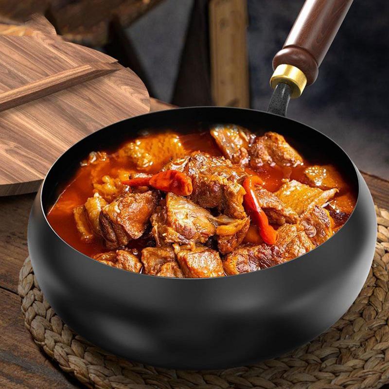 Nieprzywierający Wok Bez Powłoki Gazowy Do Gotowania Smażenia W Stir-Fry Z Pokrywką I Szpatułką Do Restauracji Domowego Kuchenki Gazowej Indukcyjnej Naczynia Garnki