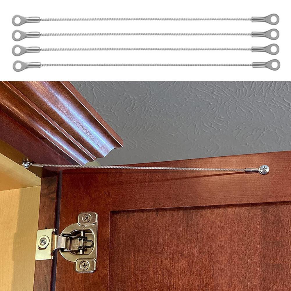 4pcs Stainless Steel Flexible Cupboard Door Window Hinge Limiter Stopper Ropes