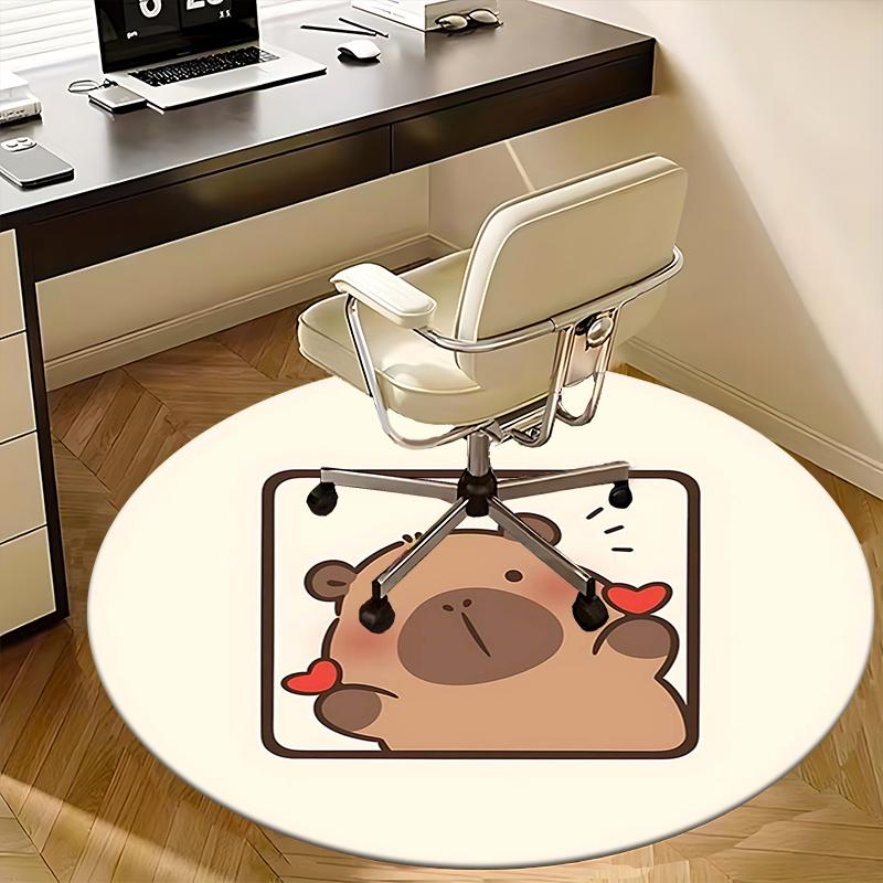 Cute Bear Print,Cartoon Animal Design Chair mat Round Rug Office carpet, Machine Washable, Non slip, Suitable for Living Rooms, Bedrooms
