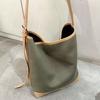 New Leather Cowhide with Canvas Bucket Bag Vegetable Basket Tote Bag Shoulder Crossbody Handbag Women's Bag