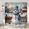 Funny Christmas Shower Curtain Santa Claus Snowman Deer Snow Scene Christmas Gifts Shower Curtain Bathroom Decoration With Hooks