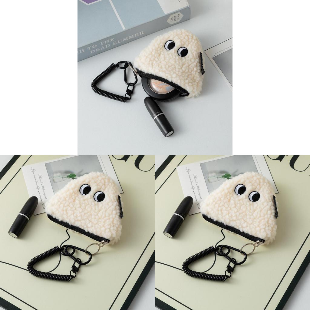 Plush Rice Ball Coin Purse With Zipper Portable Small Bag For Daily Use