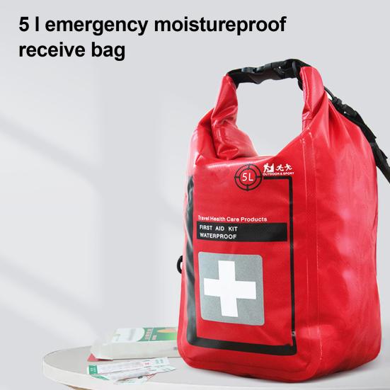 Borsa di Primo Soccorso d'Emergenza 5L Impermeabile Grande Capacità Portatile Zaino da Viaggio Campeggio Escursionismo Zaino da Trekking Arrotolabile Organizer per Essentials di Primo Soccorso Custodia di Stoccaggio