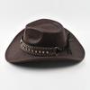 Fashion Cow Head Decorate Western Cowboy Hat Faux Leather Vintage Gentleman Jazz Hats for Men Panama Cowgirl Hat