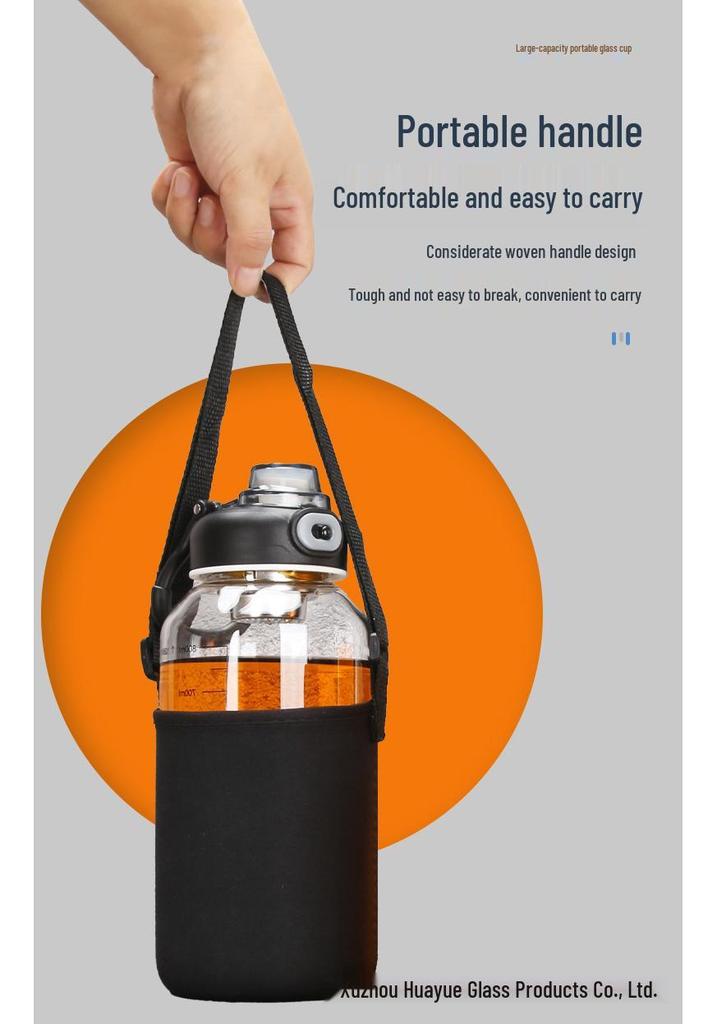 Large Capacity Borosilicate Glass Water Bottle with Locking Flip-Top and Tea Infuser