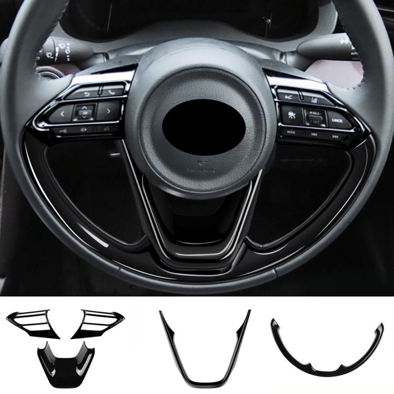 For Toyota Yaris /yaris Cross    CarbonFiber Car Steering Wheel Panel Cover Trim Decorate Frame Sticker Accessories