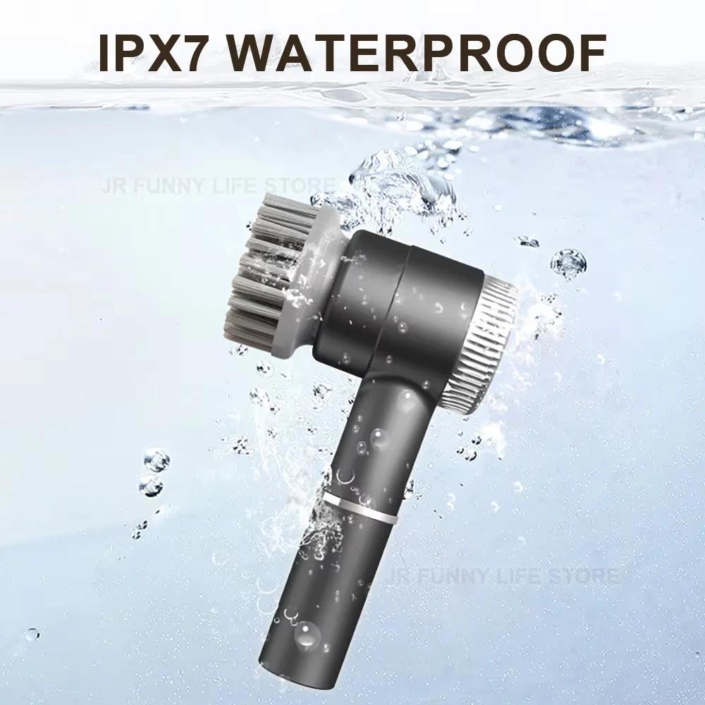 LED Display Electric Cleaning Brush Wireless Kitchen Sink Cleaning Brush 5-in-1 IPX7 Waterproof Electric Pot Brush Cleaning Tool
