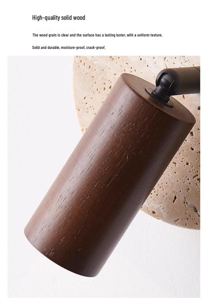 French Travertine Wabi-Sabi Wall Lamp – Retro American Style Bedside Reading Fixture