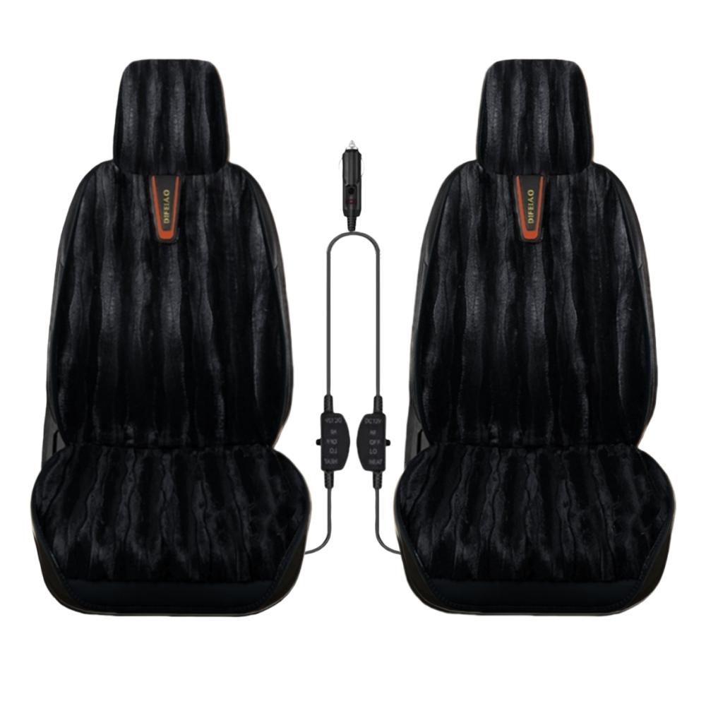 2PCS Car Seat Heating 12v Vehicle Heated Seat Cover Winter Fluffy Seat Cover Car Heater Cushion Pad Universal