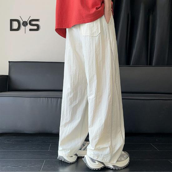 Pánské rychleschnoucí volné kalhoty se stahovací šňůrkou v pase, volného střihu, lehké, ležérní kalhoty s boční dekorací pro ulici, dovolenou