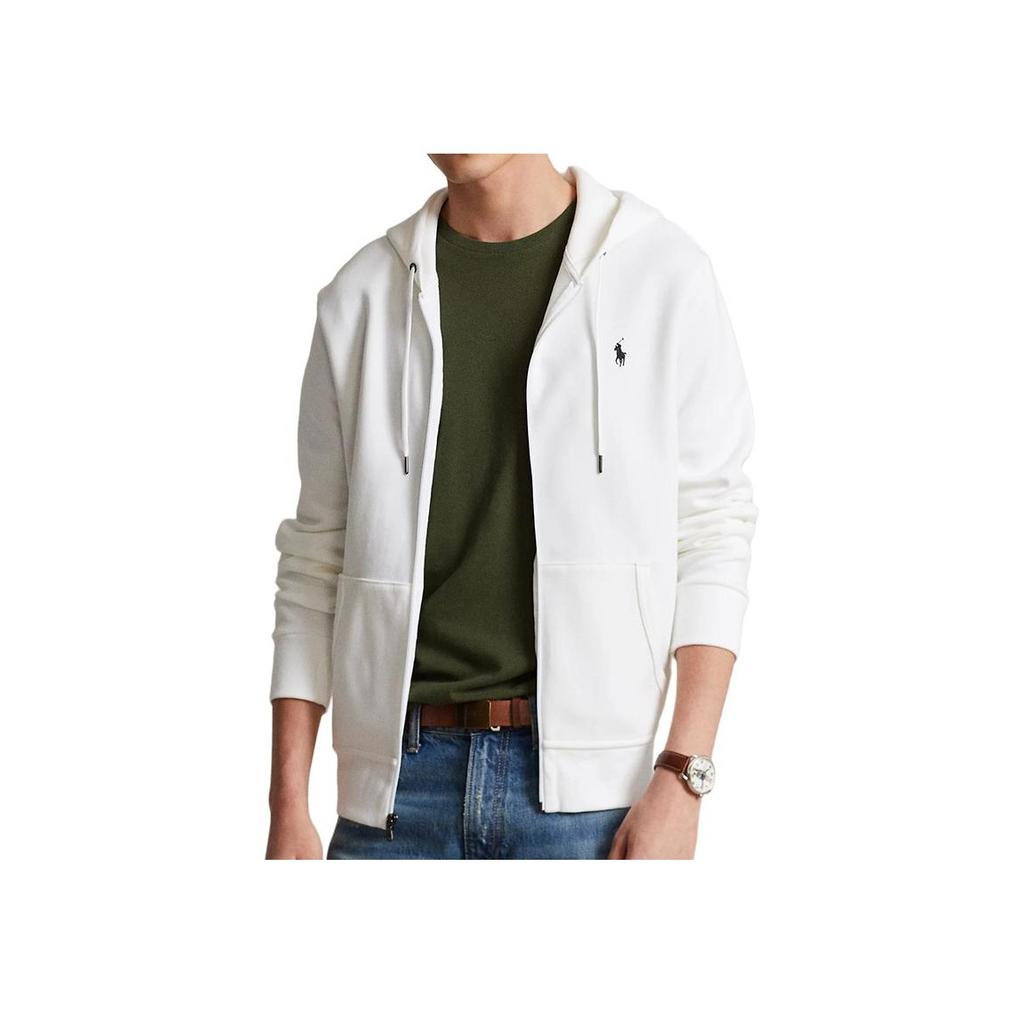Polo Ralph Lauren Ss22 Logo Embroidered Hooded Zip-Up Long Sleeve Sweatshirt Men Sweatshirt White 710883329013