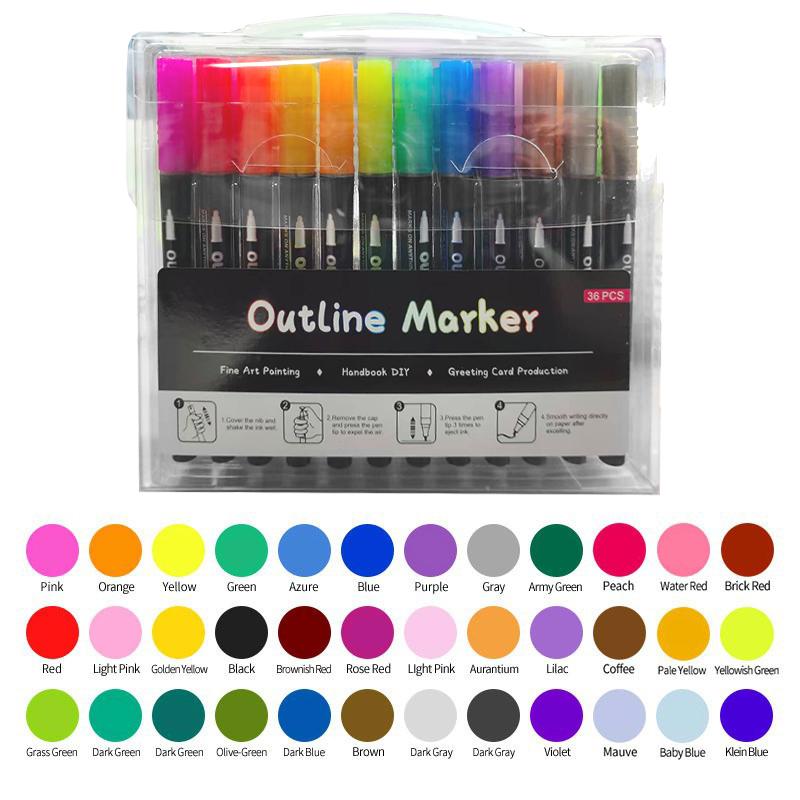 Doppellinien-Umriss-Metallic-Highlighter-Stifte Super-Zickzack-Doppellinien-Stifte Magische Glitzer-Zeichenstifte zum Malen