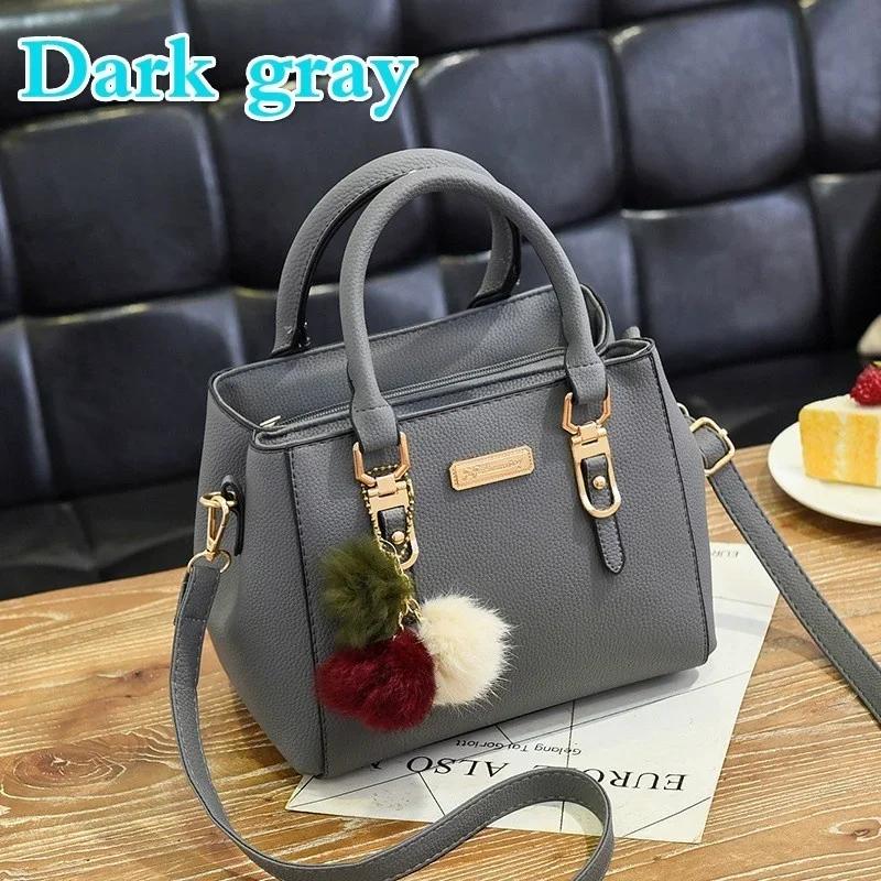 Fashion Women Hairball Shopper Totes Solid Color PU Leather Large Capacity Handbag Ladies Luxury Designer Crossbody Shoulder Bag