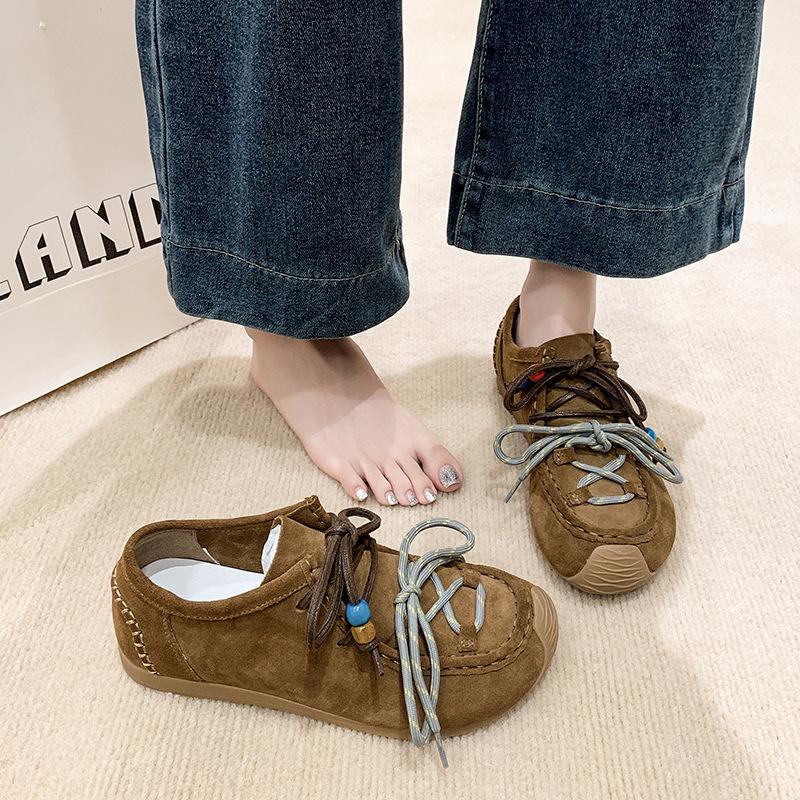 Star Retro Trend Flat-bottomed Kangaroo Shoes Women's 2025 Autumn New Casual Matte Leather Birkende Training Shoes