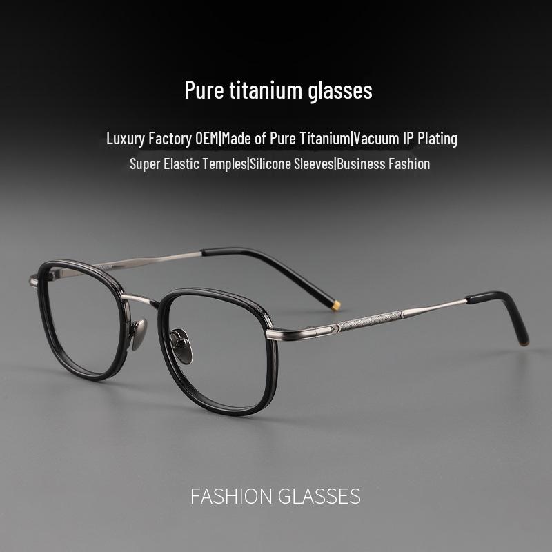 

Designer Pure Titanium Myopia Glasses: ALCO Men & Women Retro Square Acetate Eyeglass Frames прозрачный