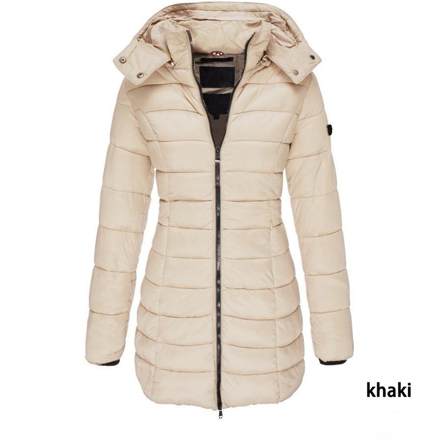 Women's Mid-length Cotton Jacket with Hood, Warm/body-highlighting/various Colors/zipper, Women's Winter Warm Jacket S-3XL