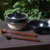 Tsukamoto Mashiko Ware Kamacco Rice Cooker, 14cm, Black, KM-2