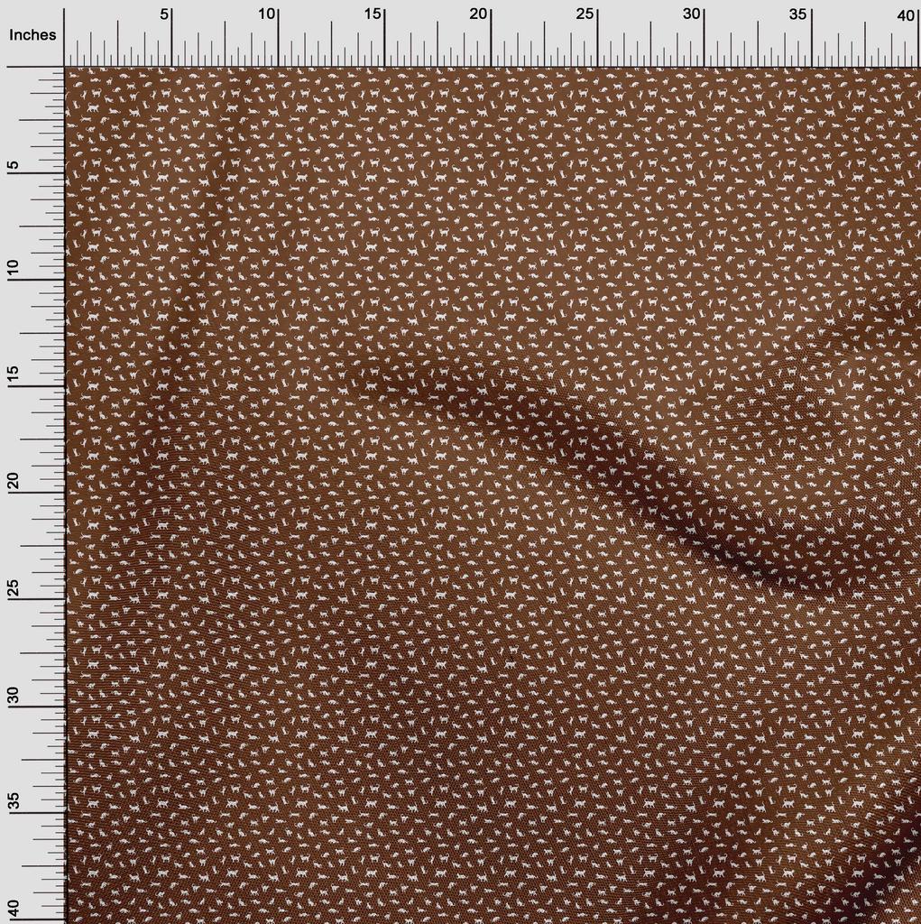 oneOone Cotton Flex Brown Fabric Cat Fabric For Sewing Printed Craft Fabric By The Yard 40 Inch