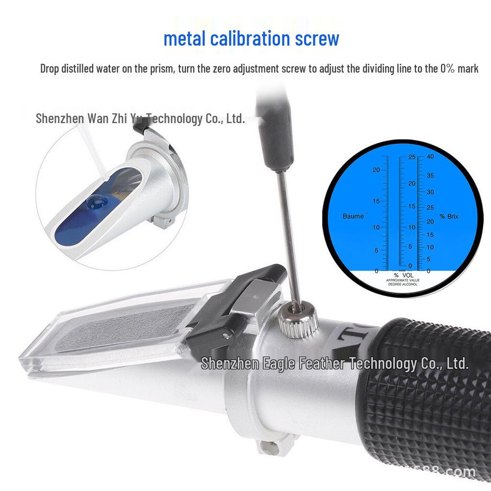 Three-in-One Portable Handheld Refractometer (Brix 0-22/0-25/0-40) for Wine