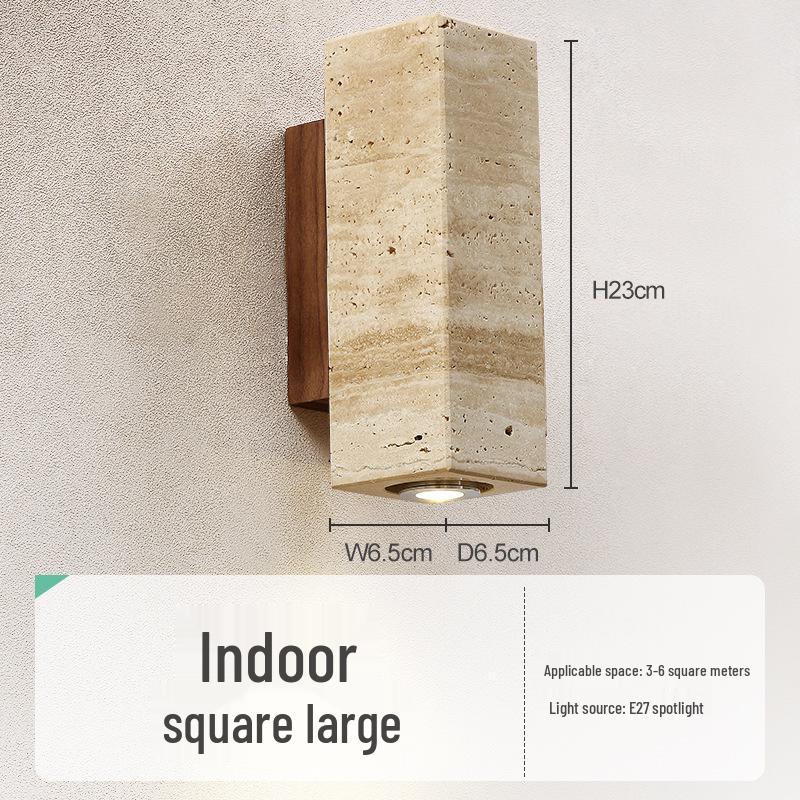 Wabi-sabi Style Yellow Travertine Wall Lamp for Bedroom, Courtyard, or Balcony - Waterproof Outdoor Light.