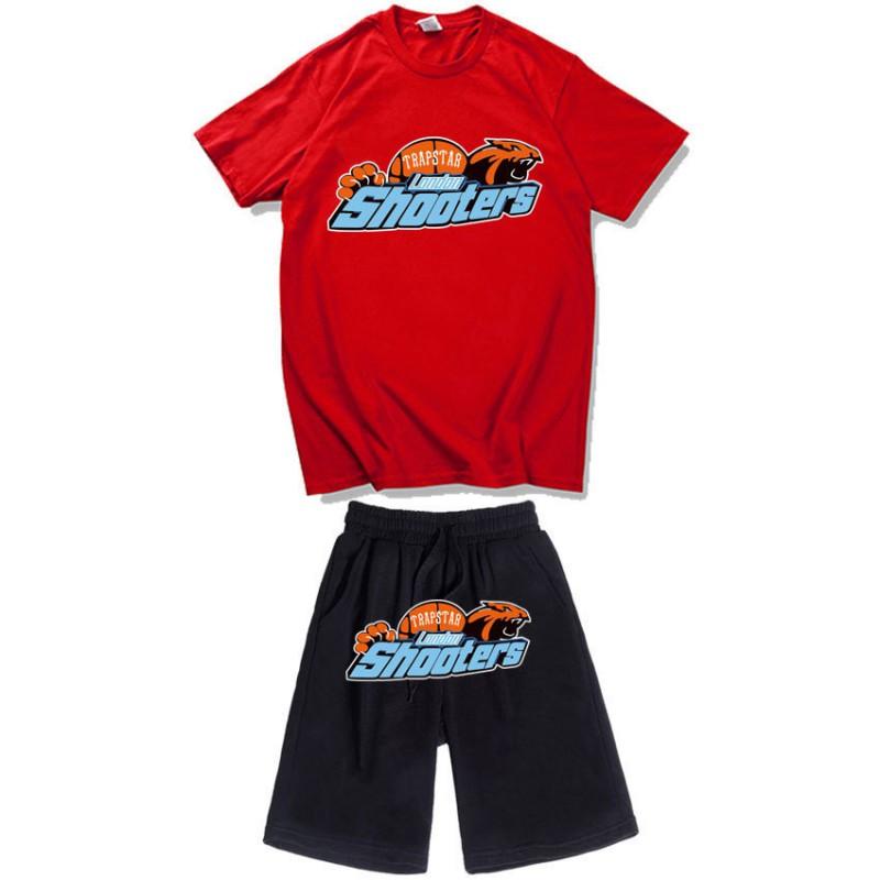 Mens Casual Sport Shorts Set With Tiger Head Print Cotton Blend Tee Straight Fit Mid-Length Pants