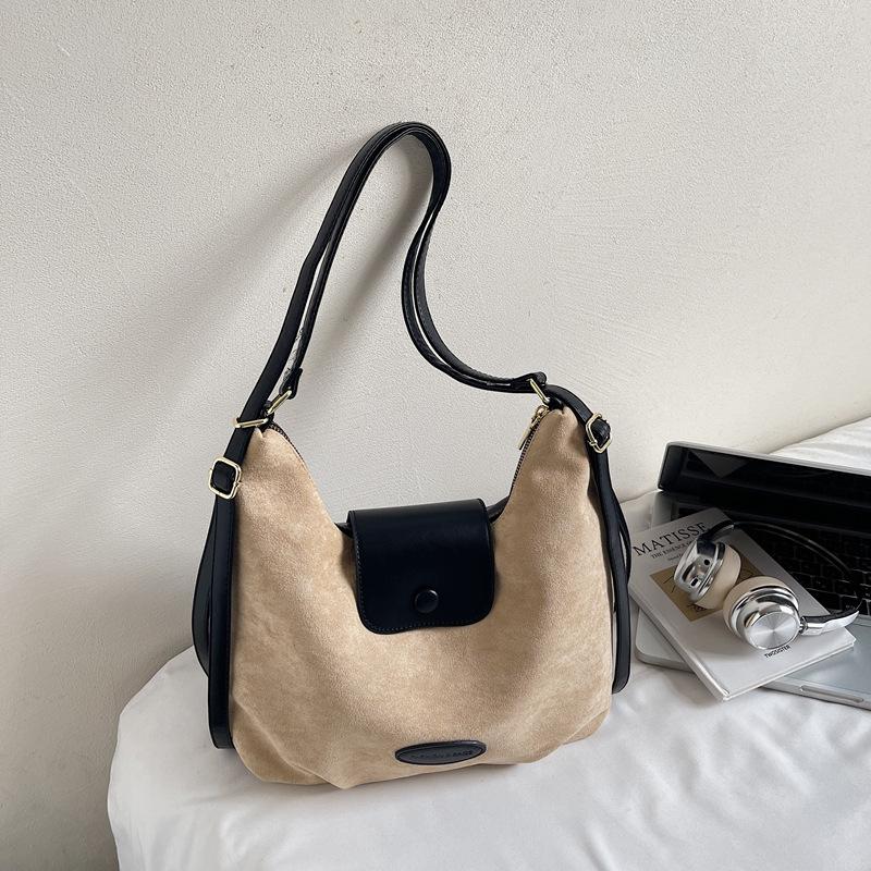 Suede bag women's 2025 new trendy backpack retro travel backpack large capacity tote bag messenger bag