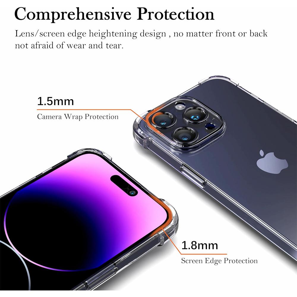 Airbags Stoßfestes Case für Iphone 16E 16 E 15 Pro Max 14 Plus 13 Mini 12 11 X Xs Xr Se 2022 2020 7 8 6 6S 16Pro Kristallklare Handyhülle Zubehör