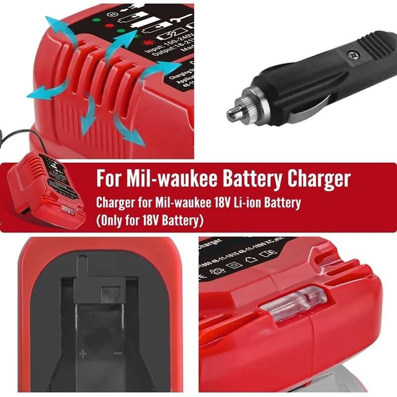 Vehicle Portable Charger for Makita/Dewalt/Milwaukee 18V Lithium Battery Cigarette Lighter Plug 2A Mini Compact Charger