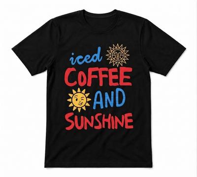 Iced Coffee And Sunshine Summer Holiday Vibes Funny Black T-shirt