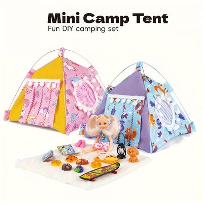 5-inch Doll Tent Camping Series Color Box Set Fashionable Cute Mini Carpet Food Bread Coffee Pet Accessories Toy DIY Kid Friendly Entertaining Fun
