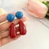 Color Blocking Retro Hong Kong Style Earrings, Exaggerated Geometric Water Droplet Earrings, Niche Fashion Personality, Atmospheric Trend Earrings