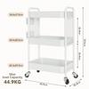 Rolling Carts With Wheels, 3 Tier Rolling Utility Cart, Metal Storage Organizer With Pegboard Hooks Bins For Bathroom Kitc