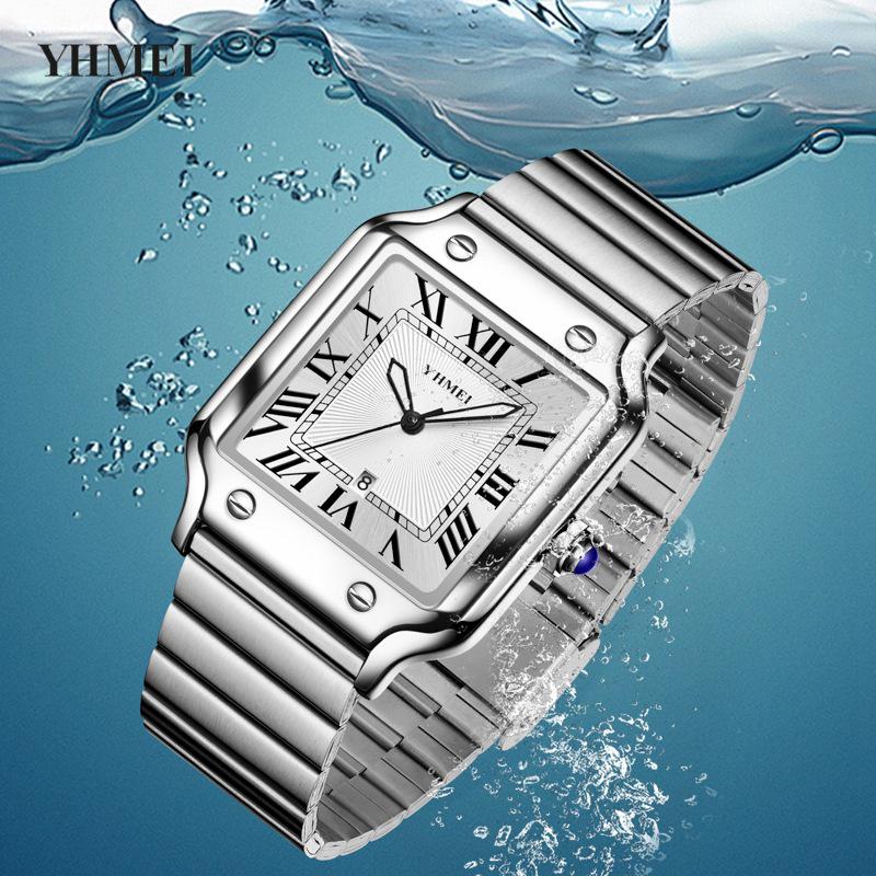 Orologio al Quarzo YHMEI Impermeabile Senza Tempo con Cinturino in Acciaio Retrò