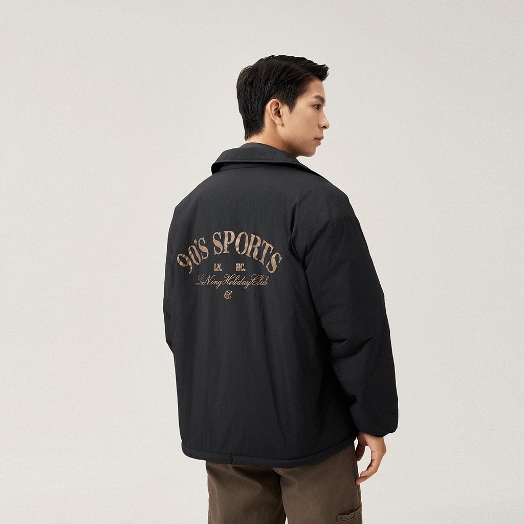 Li Ning Sports Lifestyle Series Water-Resistant American Vintage Versatile Casual Comfortable Breathable Loose Fleece Warm Jacket Men Jacket AJDV335-1