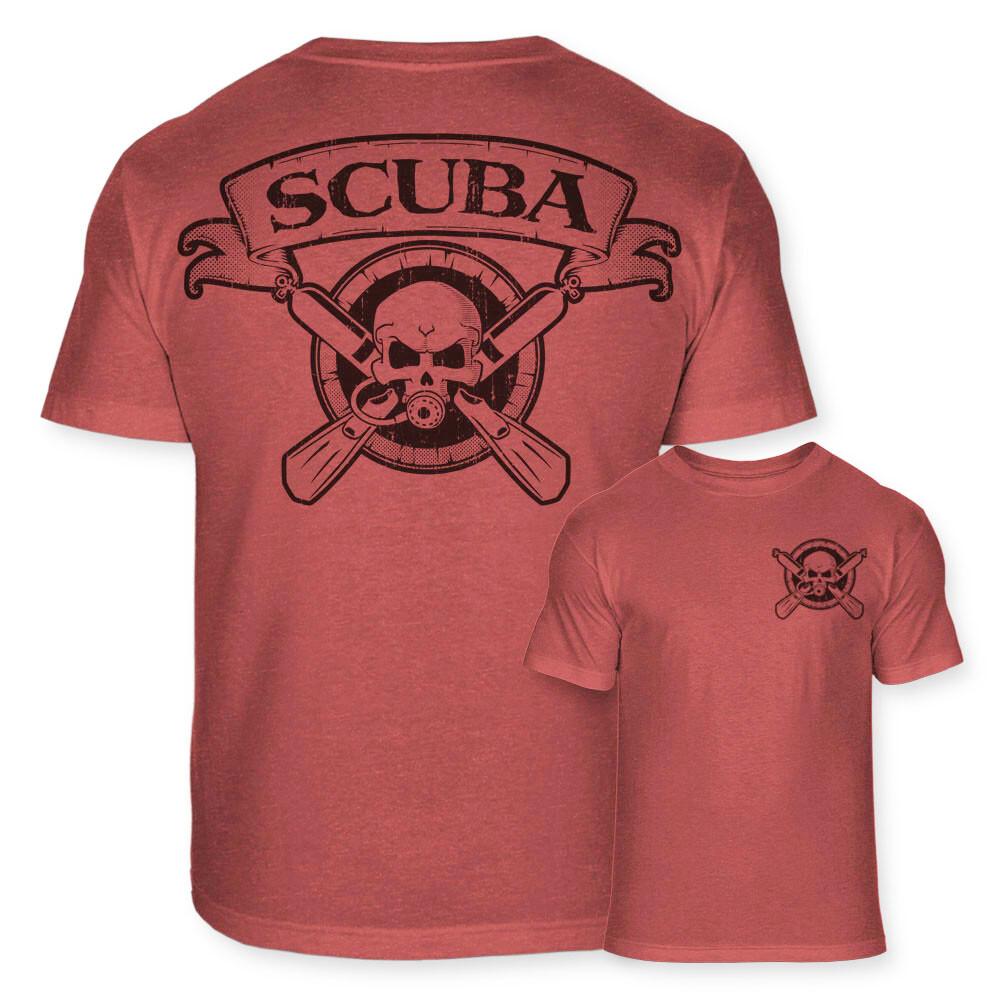 Scuba Skull Crossbones T-Shirt - Scuba Diving Tanks Fins Soft Blend Tee - A93 S разноцветный