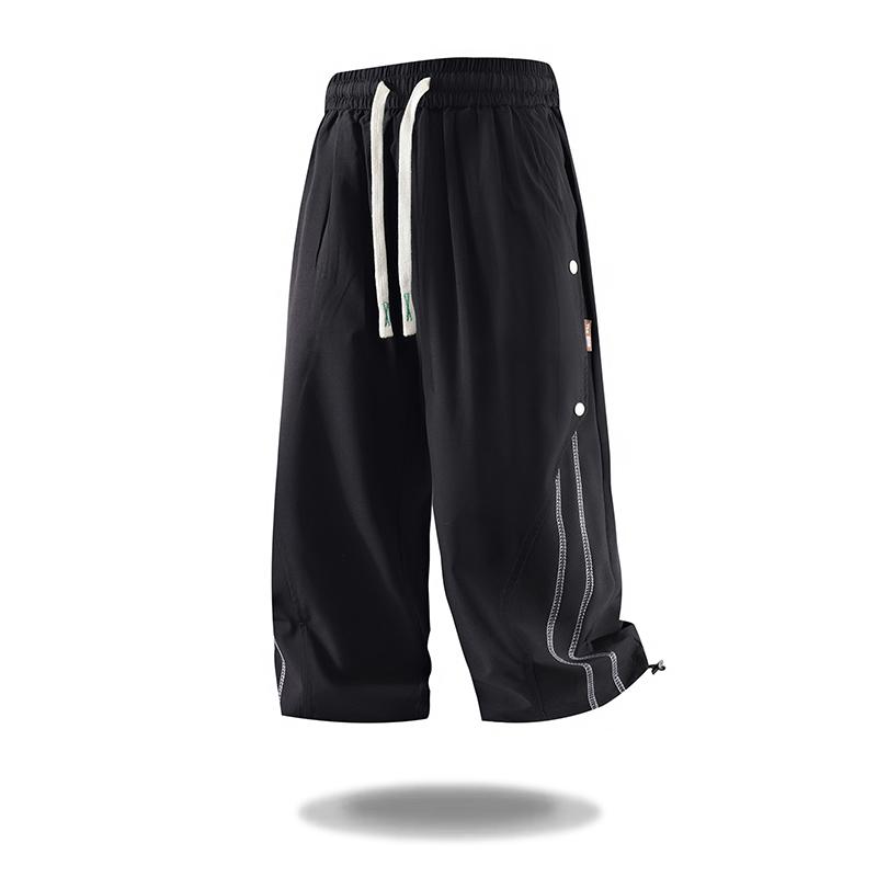

Summer Ice Silk Shorts Style Casual Cropped Shorts Quick Drying Breathable Sports Men s Breathable Cropped Shorts Loose Shorts M чорний