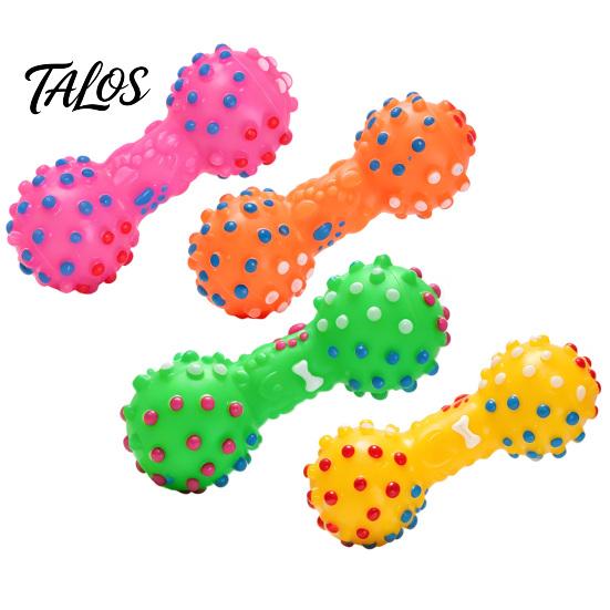 Safe Non-Toxic Dog Toys Squeaky Dumbbell Toy, Vinyl Chew Spiky Teeth Interactive Pet for Small Medium Dogs Cleaning Toy Large Play Oral Health Care
