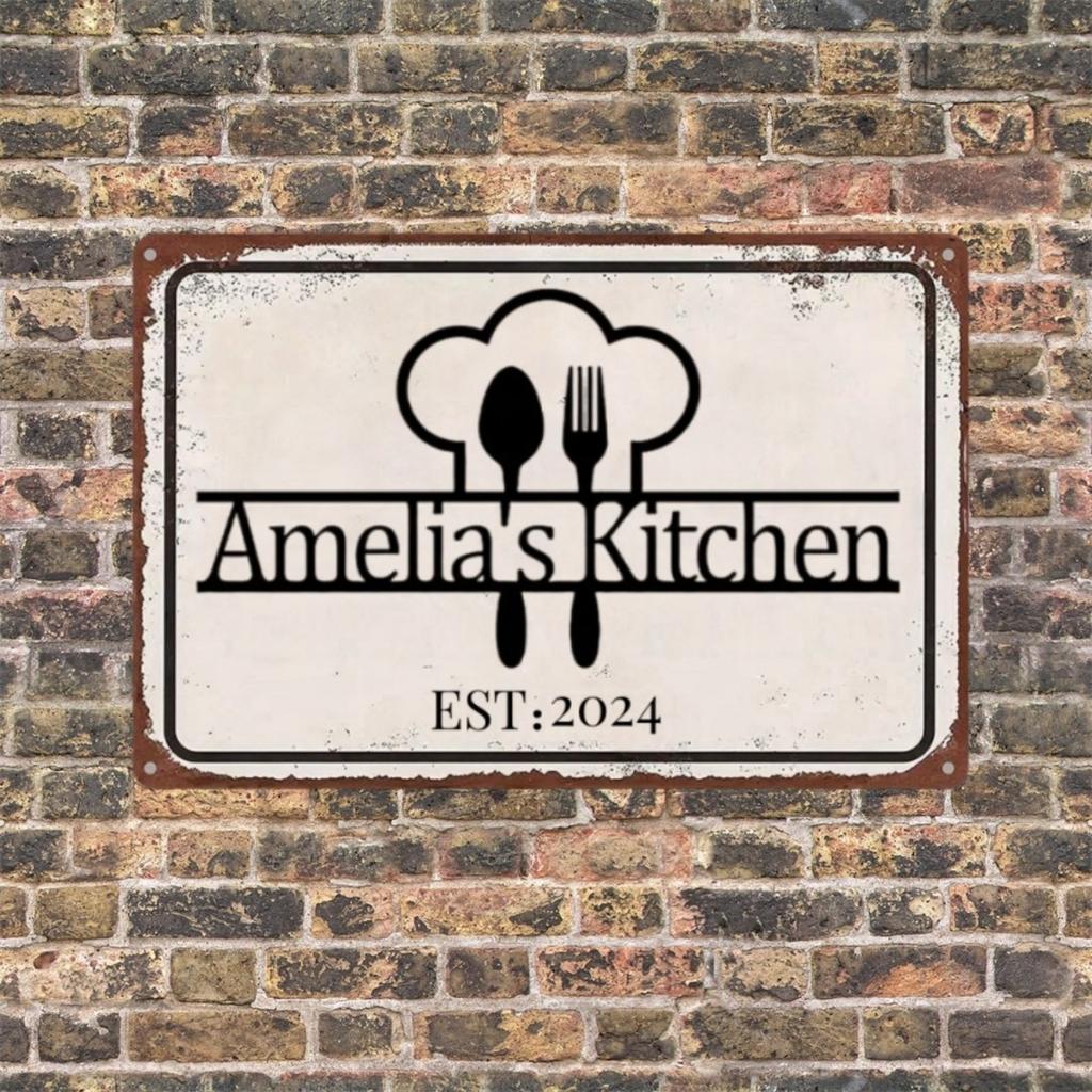 Custom Personalized Farmhouse Kitchen Metal Sign Wall Decor Plaque
