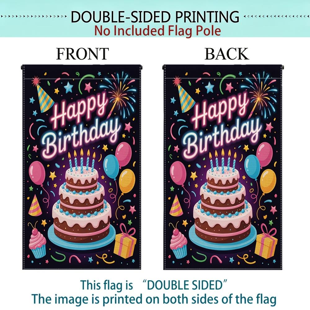 1pc Happy Birthday Cake Garden Flag - Double-Sided, 30.48x45.72 cm, Outdoor Courtyard Decor