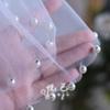 Detachable Glitter Tulle Puff Short Sleeve Cuffs, Mixed Size Pearl Beaded Sheer Arm Covers for Wedding Bridal Evening Dress