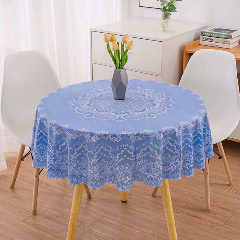 New Colored Circular Tablecloth Waterproof Oil Proof Round Dining Table Cover Anti Scalding Non Washing Household Tablecloths
