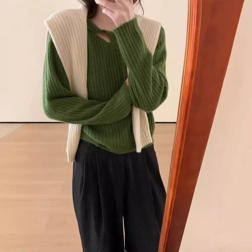 

Топ-свитер с длинными рукавами, вязаный базовый, осенне-зимний, белый, ажурный пуловер для женщин 3XL зелёный