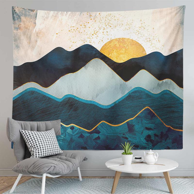 Karda Sunrise Mountain Print Pattern Tapestry Home Living Room Bedroom Wall Decor Backdrop Cloth Tapestry