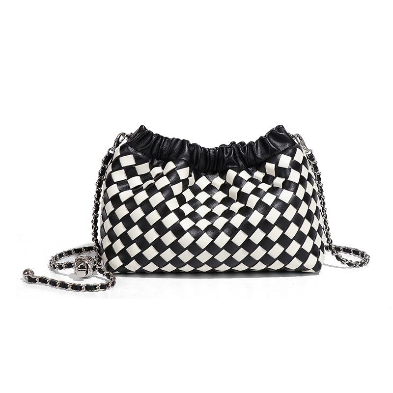 

New bag women s wrinkled cloud bag fashion small gold ball handwoven bag small fragrant autumn shoulder messenger bag