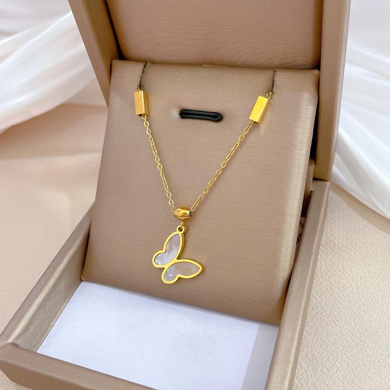 Popular Element Personality Minimalist Wind Furnace Real Gold Necklace Female Collarbone Chain
