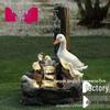 Resin Duck & Squirrel Solar Garden Water Feature Statue