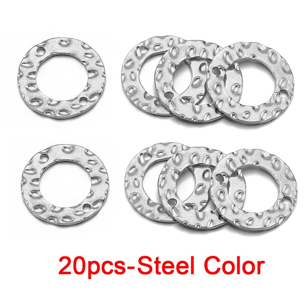 

20pcs Stainless Steel Double Hole Texture Circle Ring Gold Color Charms Pendants Earrings Conectors for Jewelry Making DIY 15mm