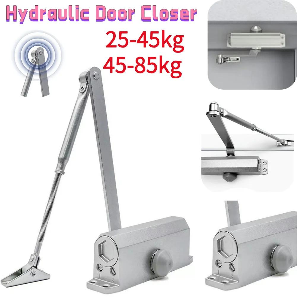 Automatic Door Closer Spring Hydraulic Buffer Metal Concealed Gate Closer Adjustable Door Stopper Speed Mute Closing 25 To 85KG