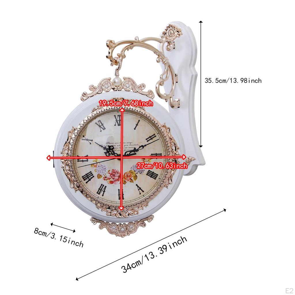 Double Sided Wall Clock, Mounted Decorative Timepiece for Kitchen